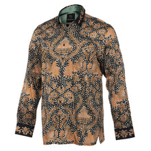Autumn Leaves Black - Men's Long Sleeve Printed Cotton Shirt