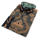 Autumn Leaves Black - Men's Long Sleeve Printed Cotton Shirt