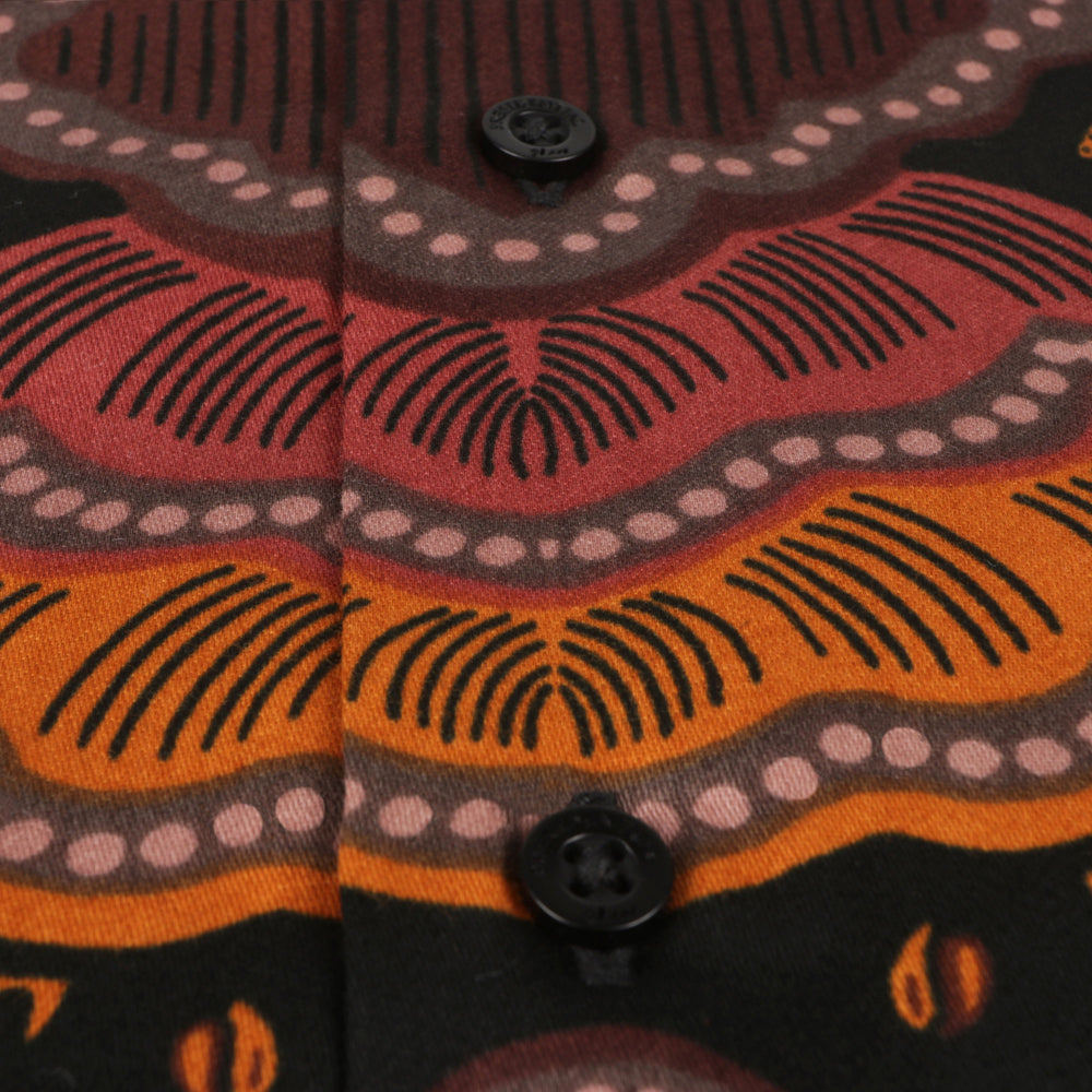 Autumn Flowers - Orange Men's Long Sleeve Printed Cotton Shirt