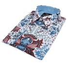 Spring Flowers - Blue Men's Long Sleeve Printed Cotton Shirt
