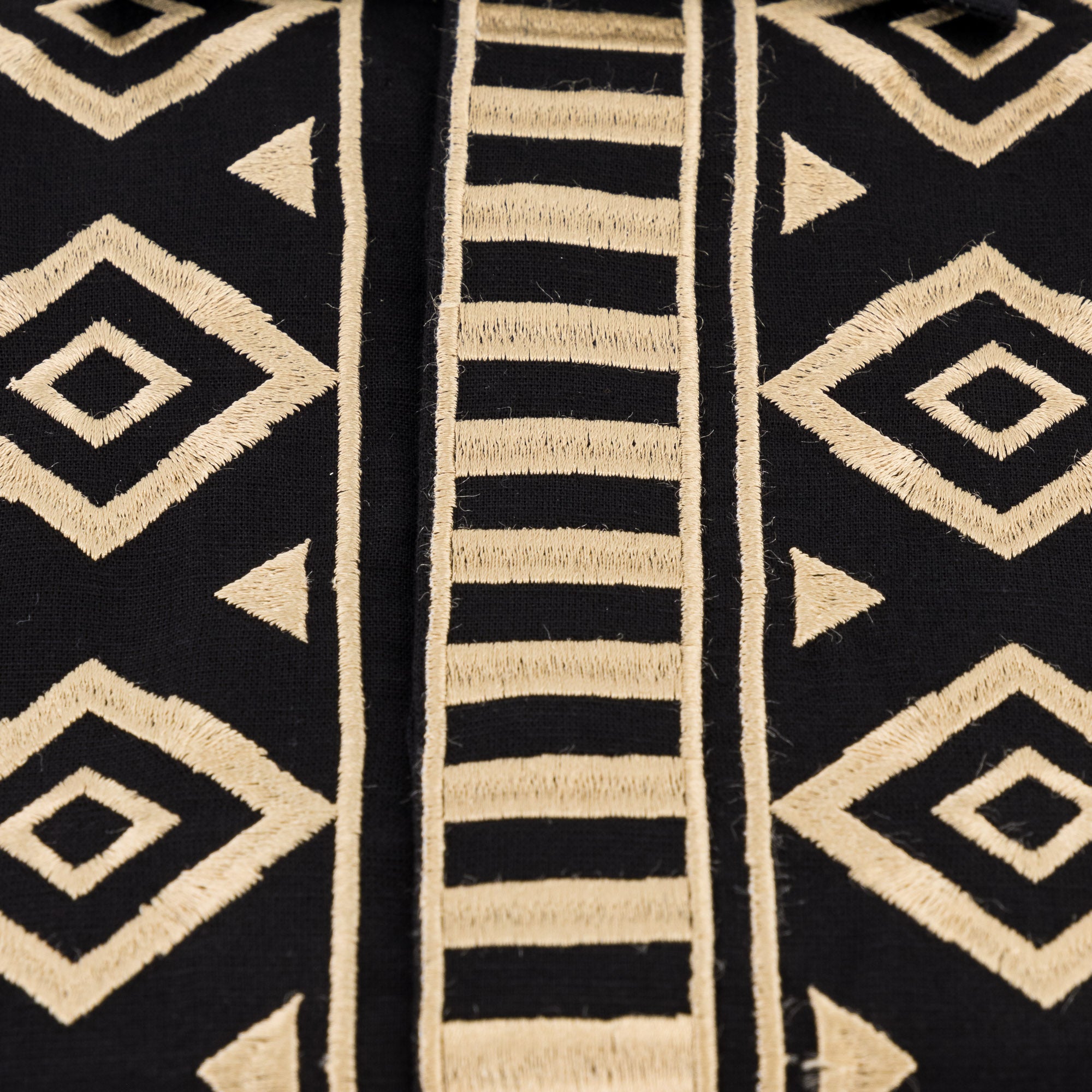 African Diamond - Black Long Sleeve Cotton Linen Embroidered Men's Shirt