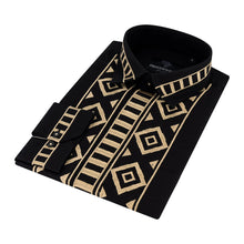 African Diamond - Black Long Sleeve Cotton Linen Embroidered Men's Shirt
