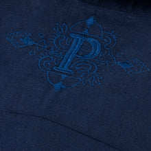 Classic Paisley- Navy Gold Long Sleeve Cotton Linen Embroidered Men's Shirt