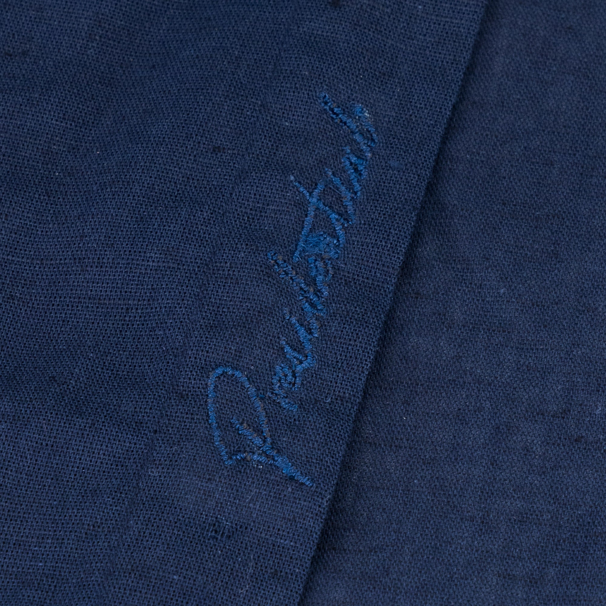 Classic Paisley- Navy Gold Long Sleeve Cotton Linen Embroidered Men's Shirt