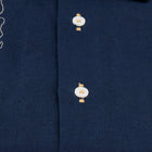 Classic Paisley- Navy Gold Long Sleeve Cotton Linen Embroidered Men's Shirt