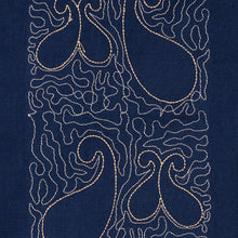 Classic Paisley- Navy Gold Long Sleeve Cotton Linen Embroidered Men's Shirt