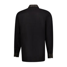 Classic Paisley- Black Gold Long Sleeve Cotton Linen Embroidered Men's Shirt