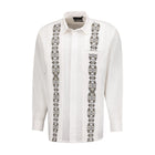 Presidential Style - White Gold Long Sleeve Cotton Linen Embroidered Men's Shirt