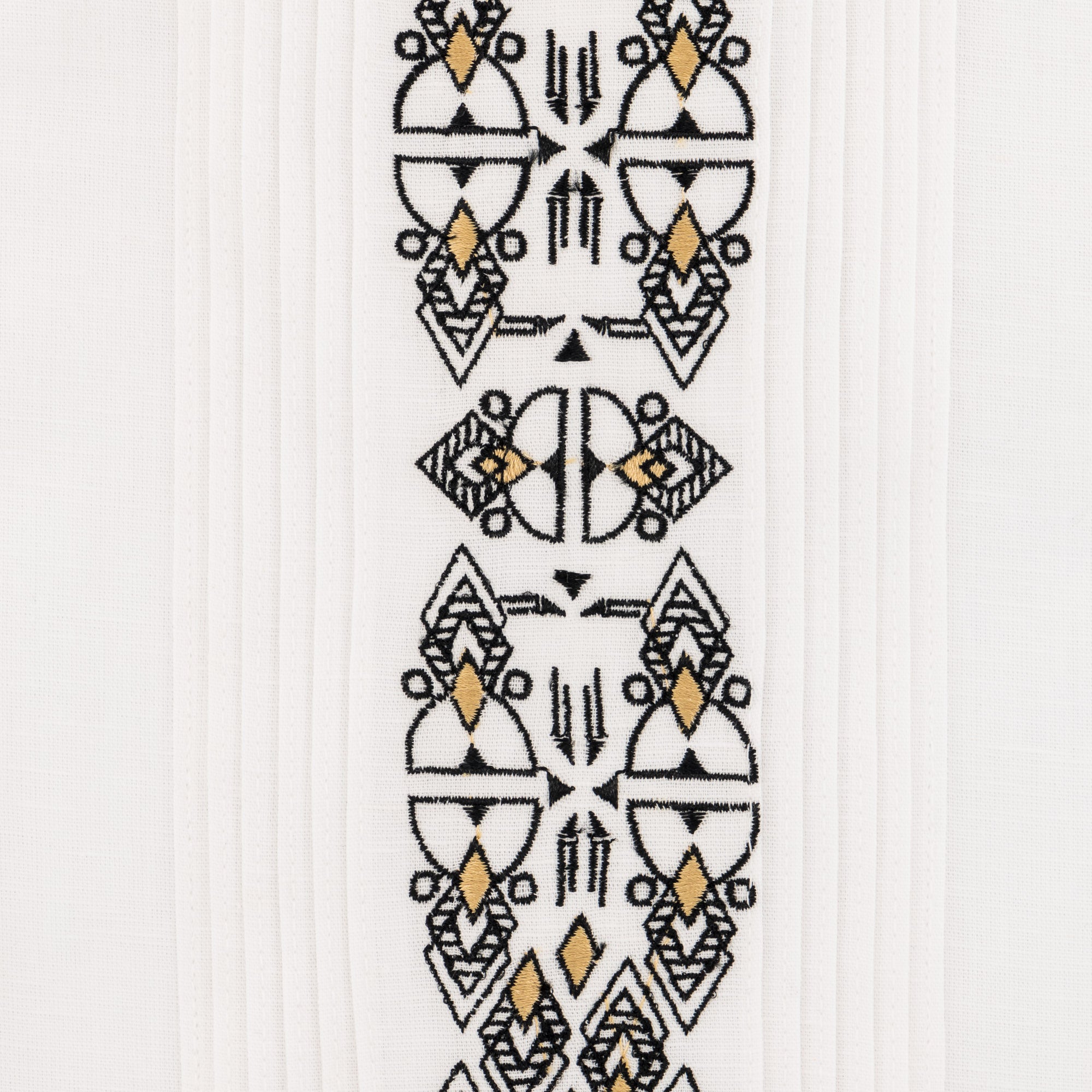 Presidential Style - White Gold Long Sleeve Cotton Linen Embroidered Men's Shirt