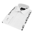 Presidential Style - White Gold Long Sleeve Cotton Linen Embroidered Men's Shirt