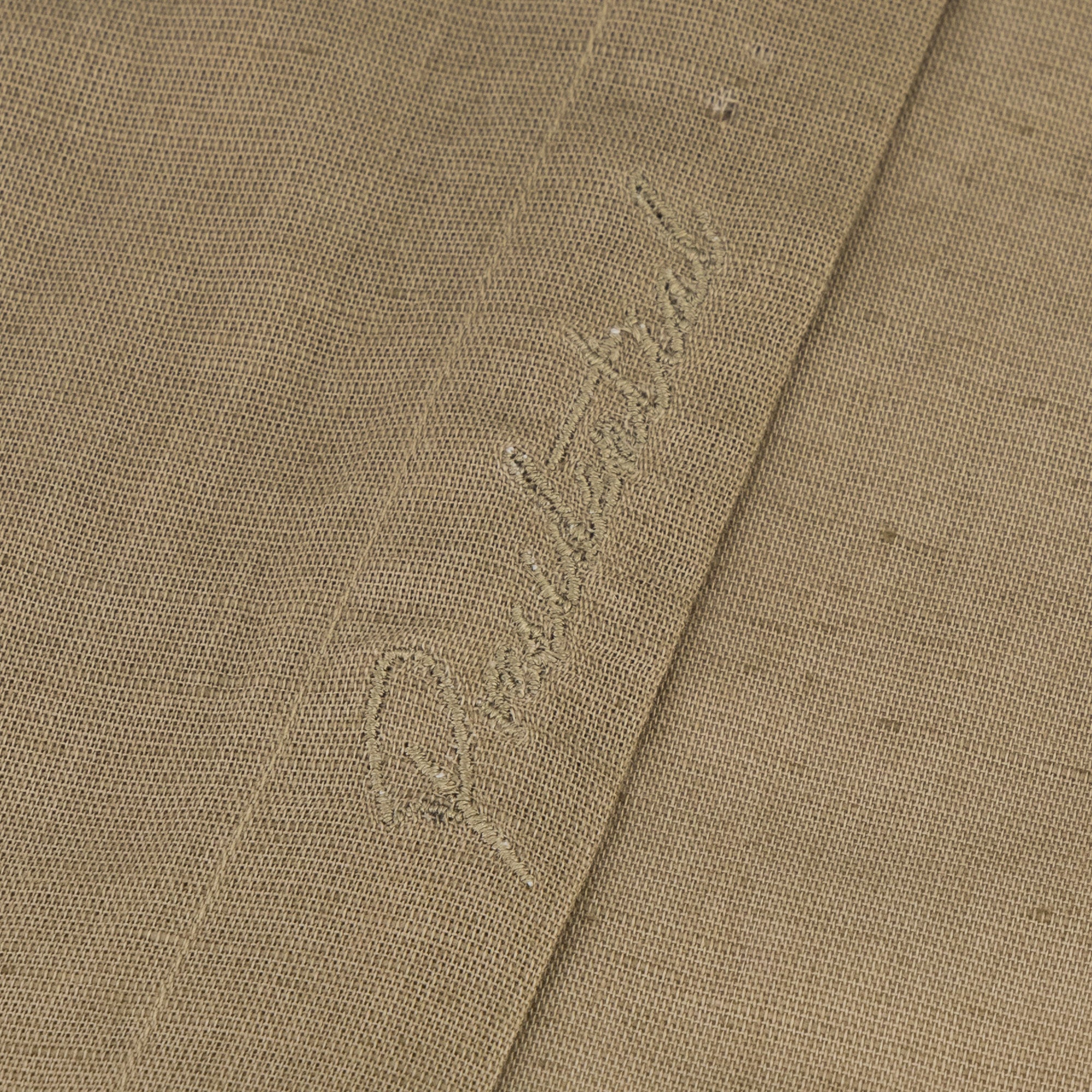 Presidential Style - Olive Long Sleeve Linen Cotton Embroidered Men's Shirt