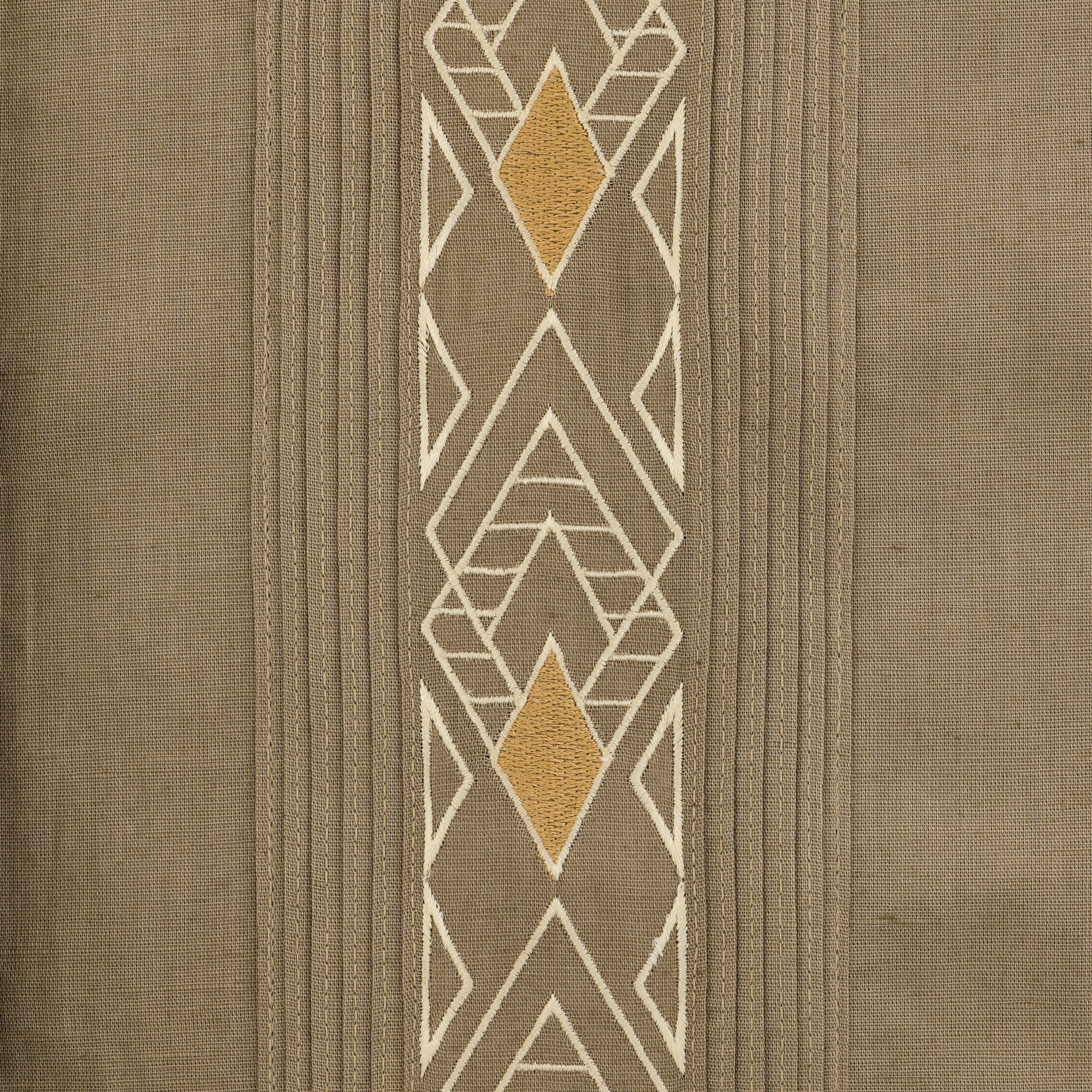 Presidential Style - Olive Long Sleeve Linen Cotton Embroidered Men's Shirt