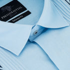 Presidential Style - Light Blue Long Sleeve Linen Cotton Embroidered Men's Shirt