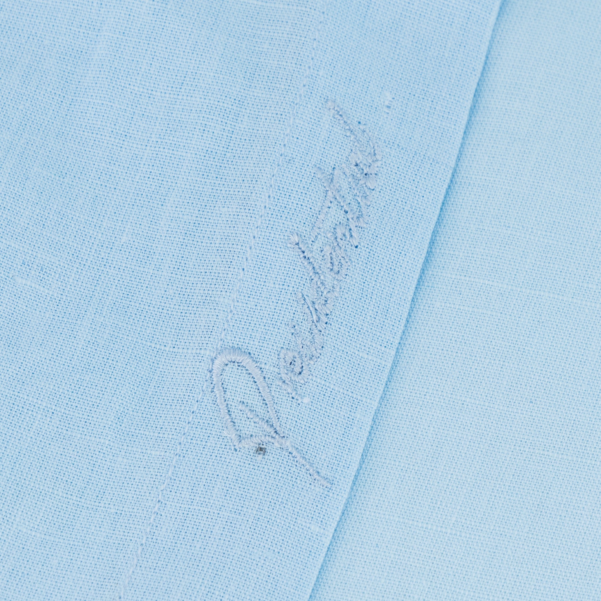 Presidential Style - Light Blue Long Sleeve Linen Cotton Embroidered Men's Shirt
