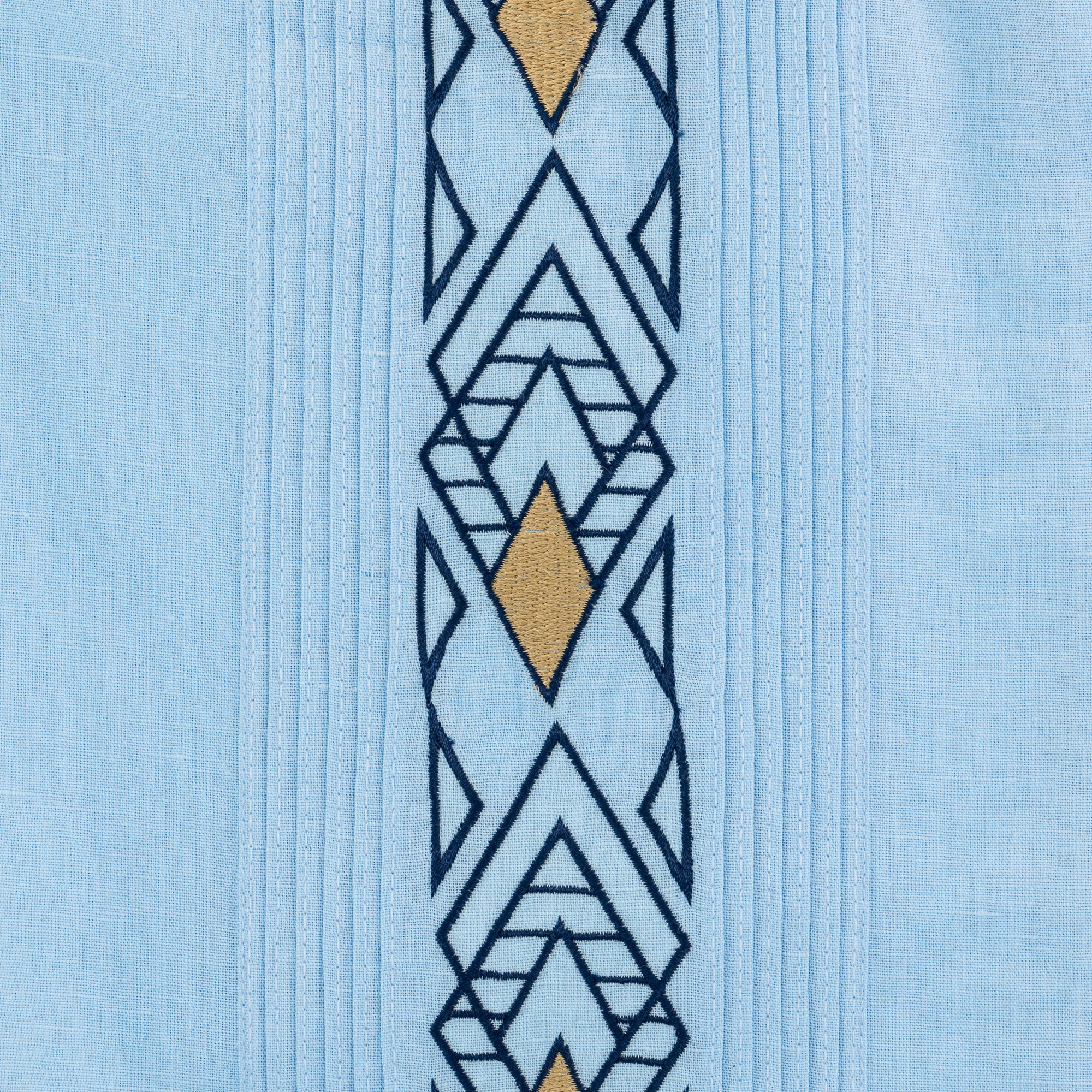 Presidential Style - Light Blue Long Sleeve Linen Cotton Embroidered Men's Shirt