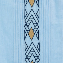 Presidential Style - Light Blue Long Sleeve Linen Cotton Embroidered Men's Shirt