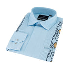 Presidential Style - Light Blue Long Sleeve Linen Cotton Embroidered Men's Shirt