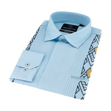 Presidential Style - Light Blue Long Sleeve Linen Cotton Embroidered Men's Shirt