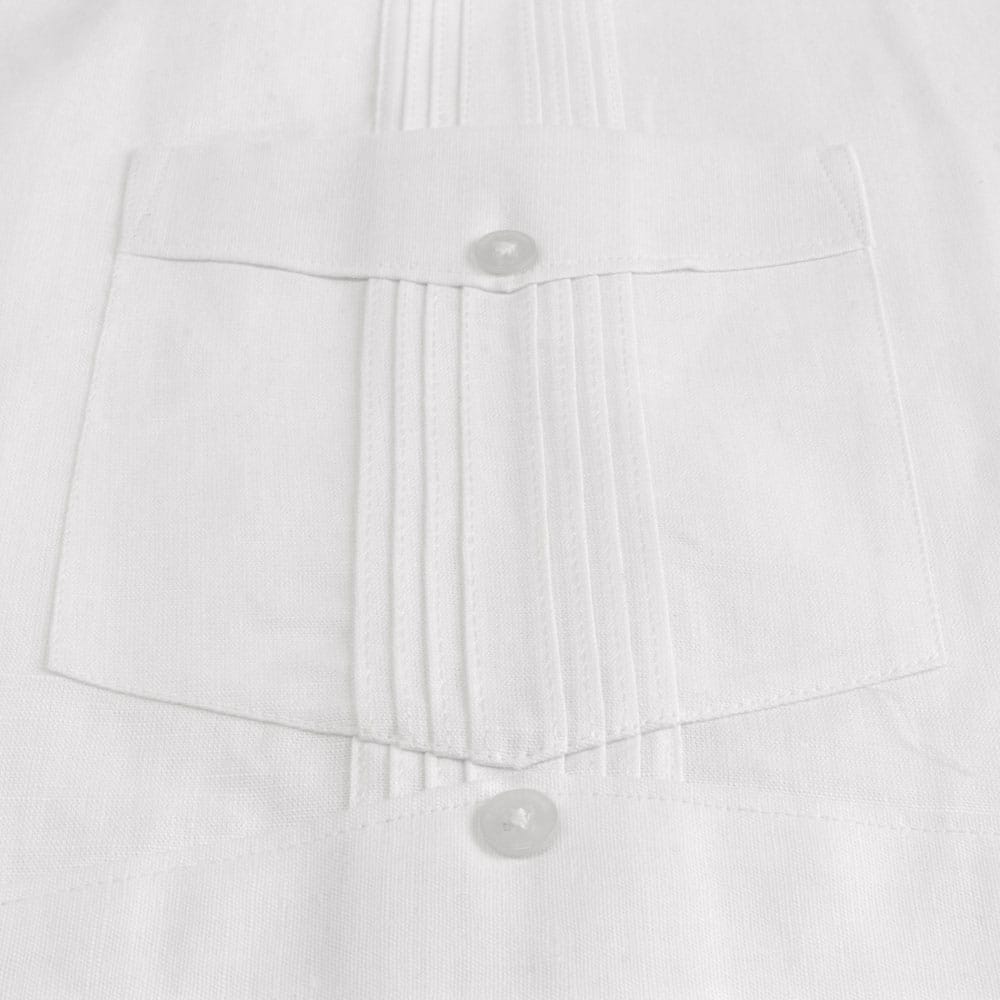 White Sky Long Sleeve Cuban Multi Pocket Cotton Linen Shirt