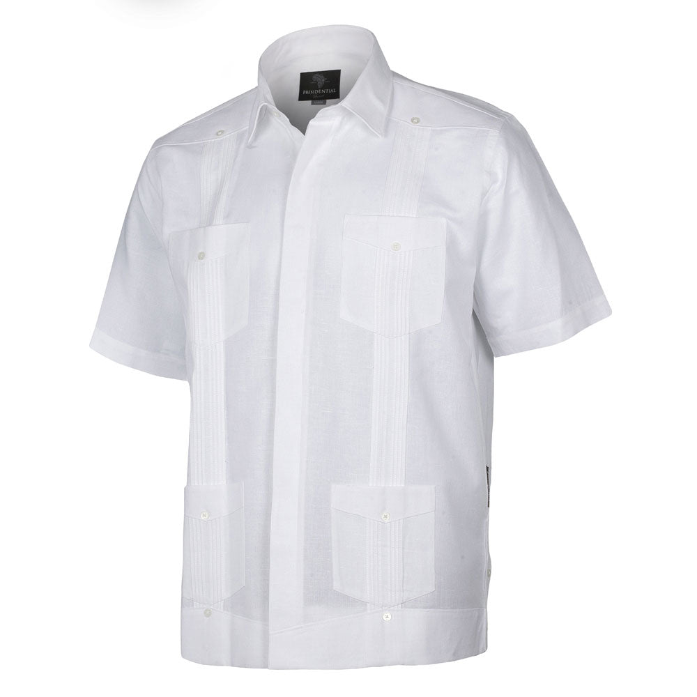 Blanco Short Sleeve Cotton Linen Cuban Cubavera Shirt