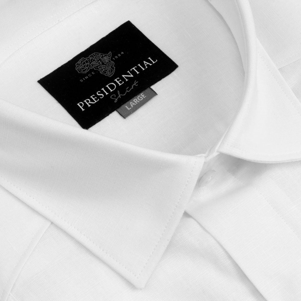 Blanco Short Sleeve Cotton Linen Cuban Cubavera Shirt