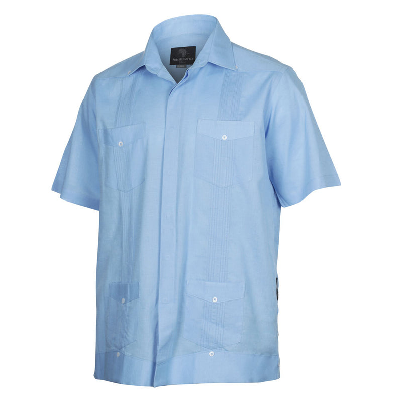 Blue Sky Short Sleeve Cuban Multi-Pocket Cotton Linen Shirt