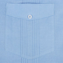 Blue Sky Long Sleeve Cuban Multi-Pocket Cotton Linen Shirt