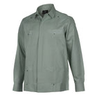 Sage Sky Long Sleeve Cuban Multi-Pocket Cotton Linen Shirt