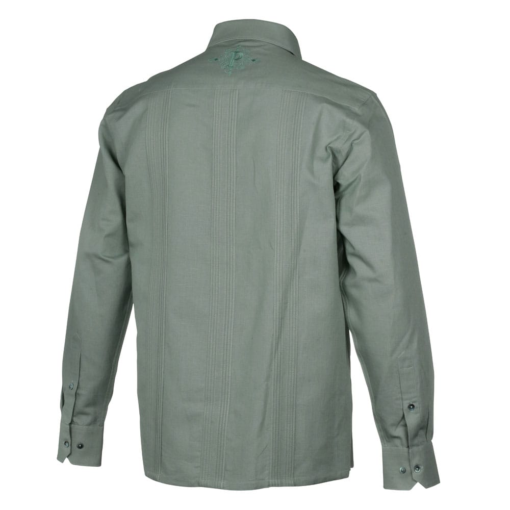 Sage Sky Long Sleeve Cuban Multi-Pocket Cotton Linen Shirt