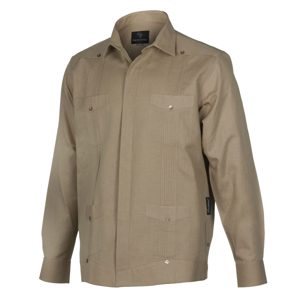 Olive Sky Long Sleeve Cuban Multi-Pocket Cotton Linen Shirt