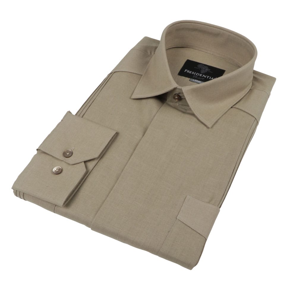 Olive Sky Long Sleeve Cuban Multi-Pocket Cotton Linen Shirt
