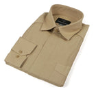 Khaki Sky Long Sleeve Cuban Multi-Pocket Cotton Linen Shirt