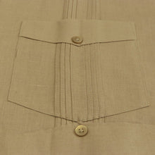 Khaki Sky Long Sleeve Cuban Multi-Pocket Cotton Linen Shirt