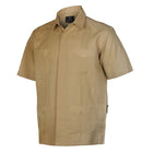 Khaki Sky Short Sleeve Cuban Multi-Pocket Cotton Linen Shirt
