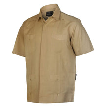 Khaki Sky Short Sleeve Cuban Multi-Pocket Cotton Linen Shirt
