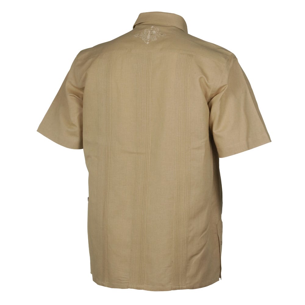Khaki Sky Short Sleeve Cuban Multi-Pocket Cotton Linen Shirt