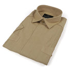 Khaki Sky Short Sleeve Cuban Multi-Pocket Cotton Linen Shirt