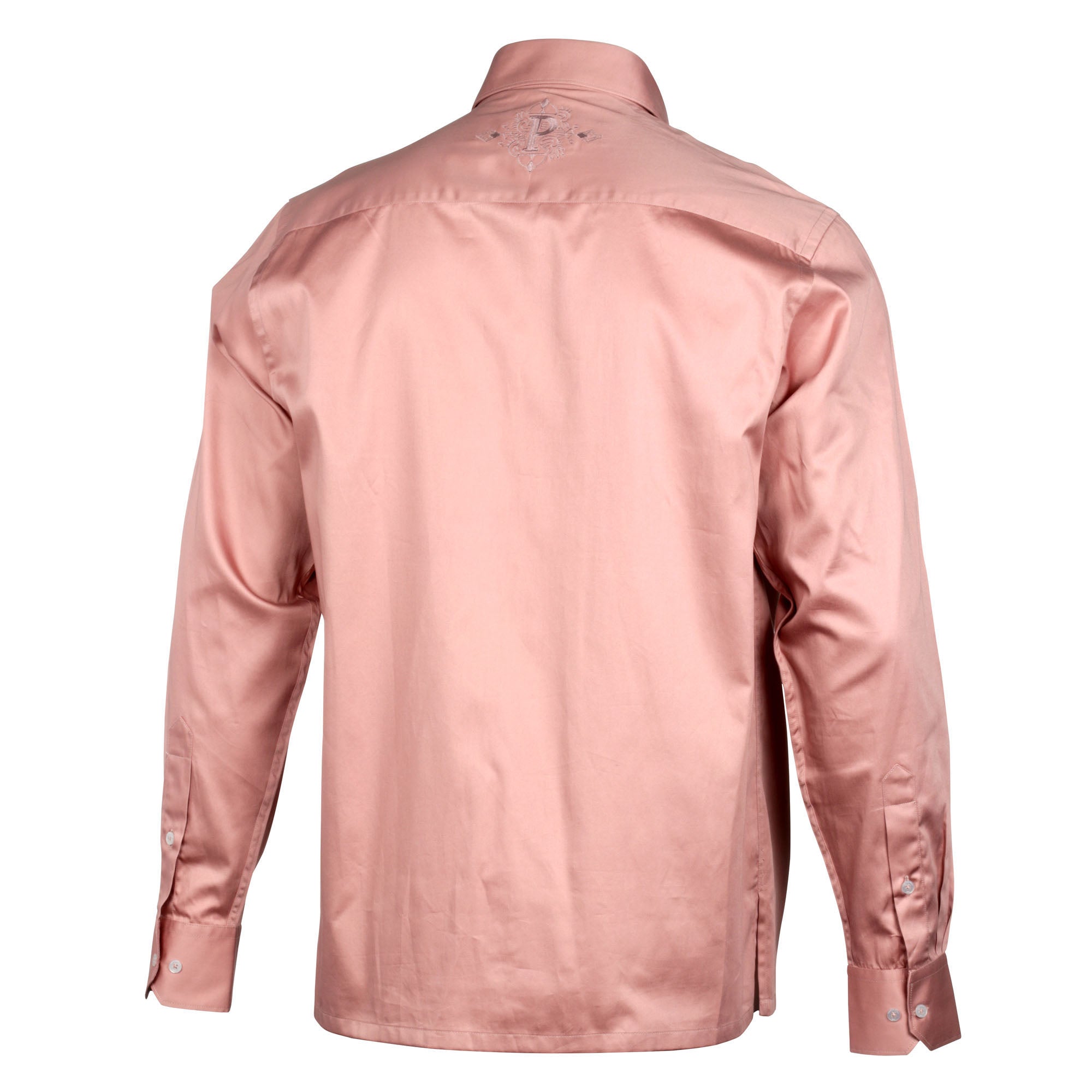Coral Long Sleeve Cotton Sateen Embroidered Multi-Pocket Men's Shirt