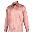 Coral Long Sleeve Cotton Sateen Embroidered Multi-Pocket Men's Shirt