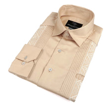 Khaki Long Sleeve Cotton Sateen Embroidered Multi-Pocket Men's Shirt