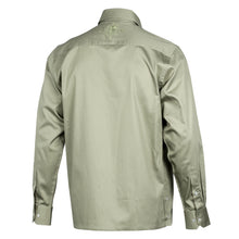 Olive Long Sleeve Cotton Sateen Embroidered Multi-Pocket Men's Shirt