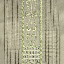 Olive Long Sleeve Cotton Sateen Embroidered Multi-Pocket Men's Shirt