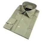 Olive Long Sleeve Cotton Sateen Embroidered Multi-Pocket Men's Shirt