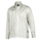 Light Sage Long Sleeve Cotton Sateen Embroidered Multi-Pocket Men's Shirt