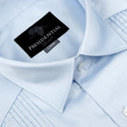 Light Blue Long Sleeve Cotton Sateen Embroidered Multi-Pocket Men's Shirt