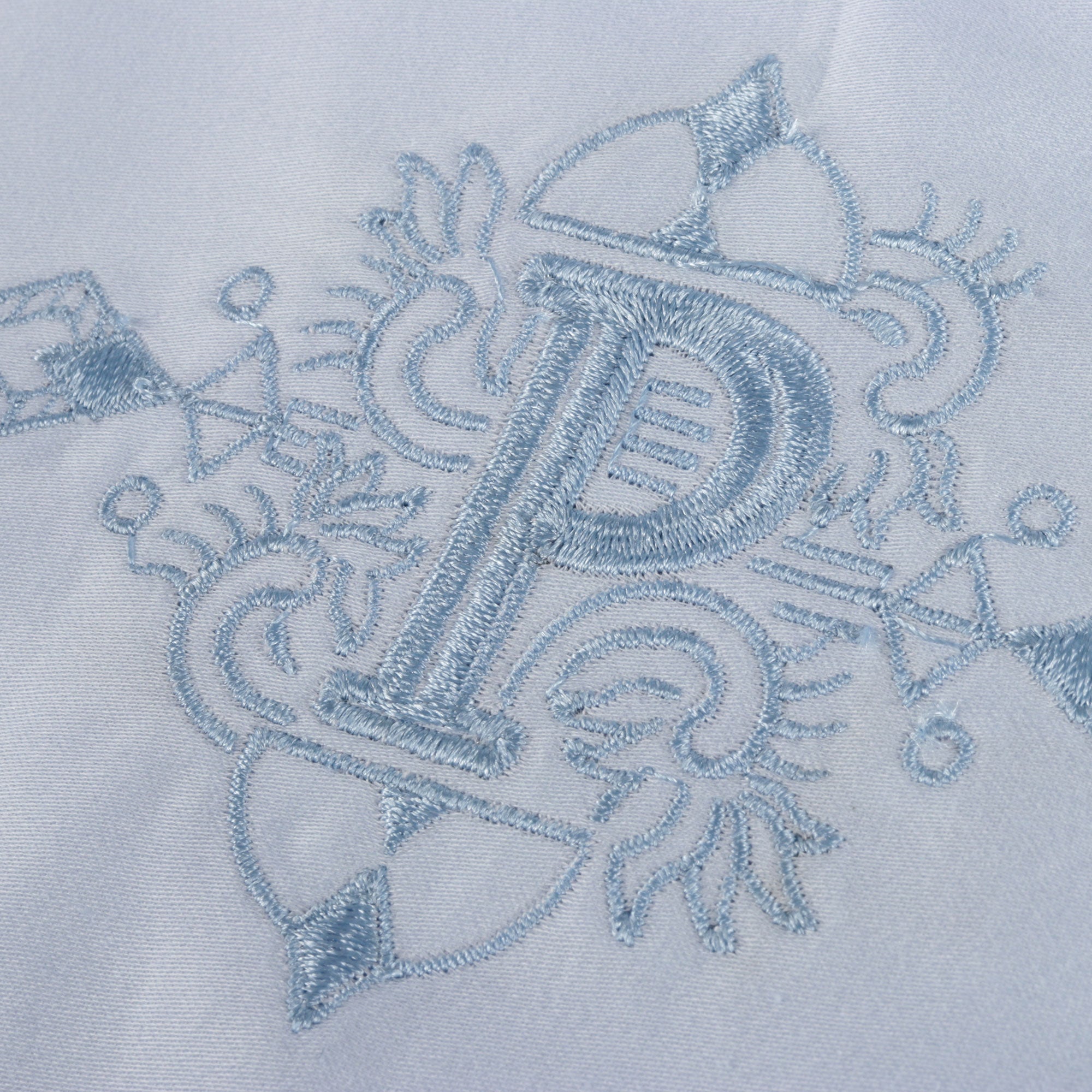 Light Blue Long Sleeve Cotton Sateen Embroidered Multi-Pocket Men's Shirt