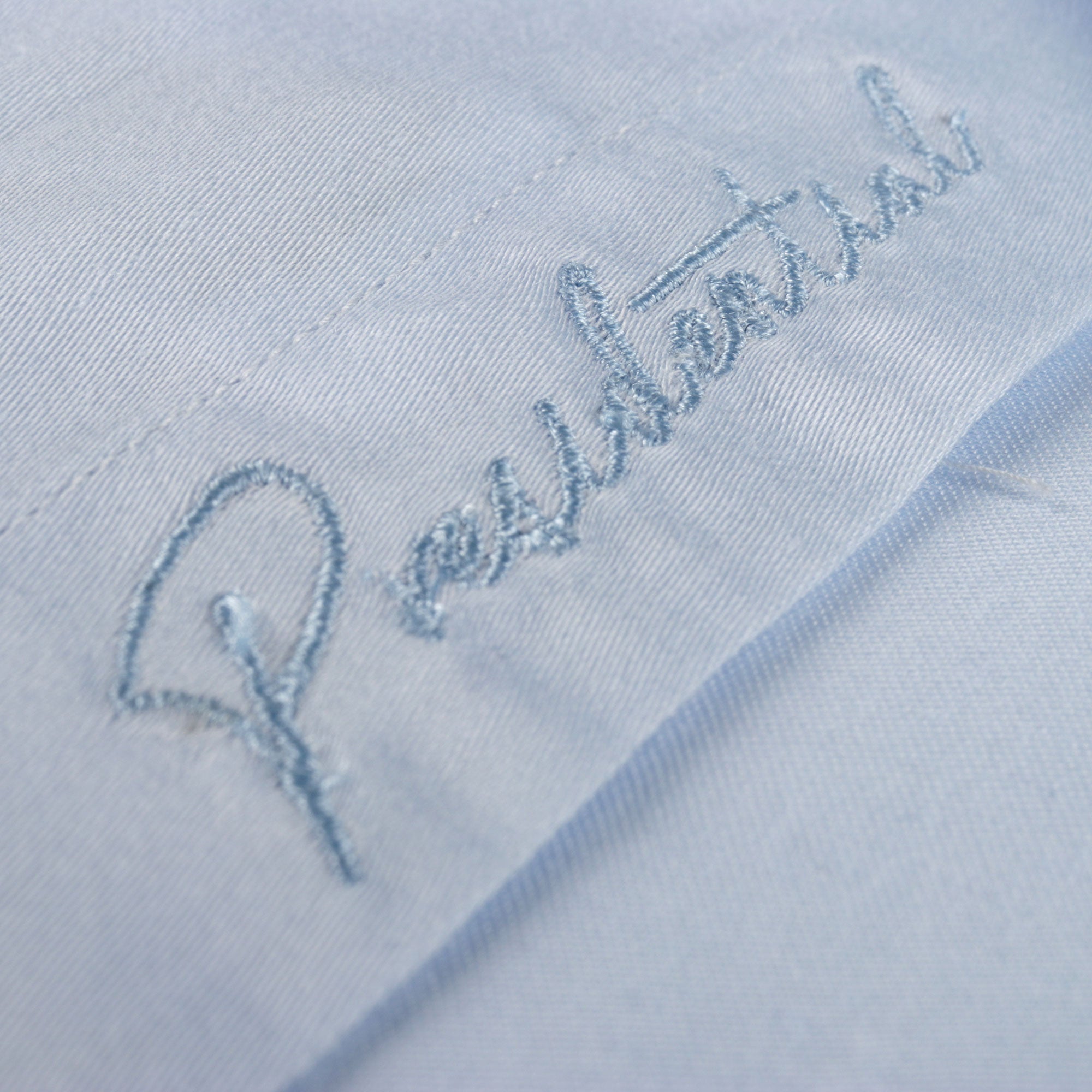 Light Blue Long Sleeve Cotton Sateen Embroidered Multi-Pocket Men's Shirt