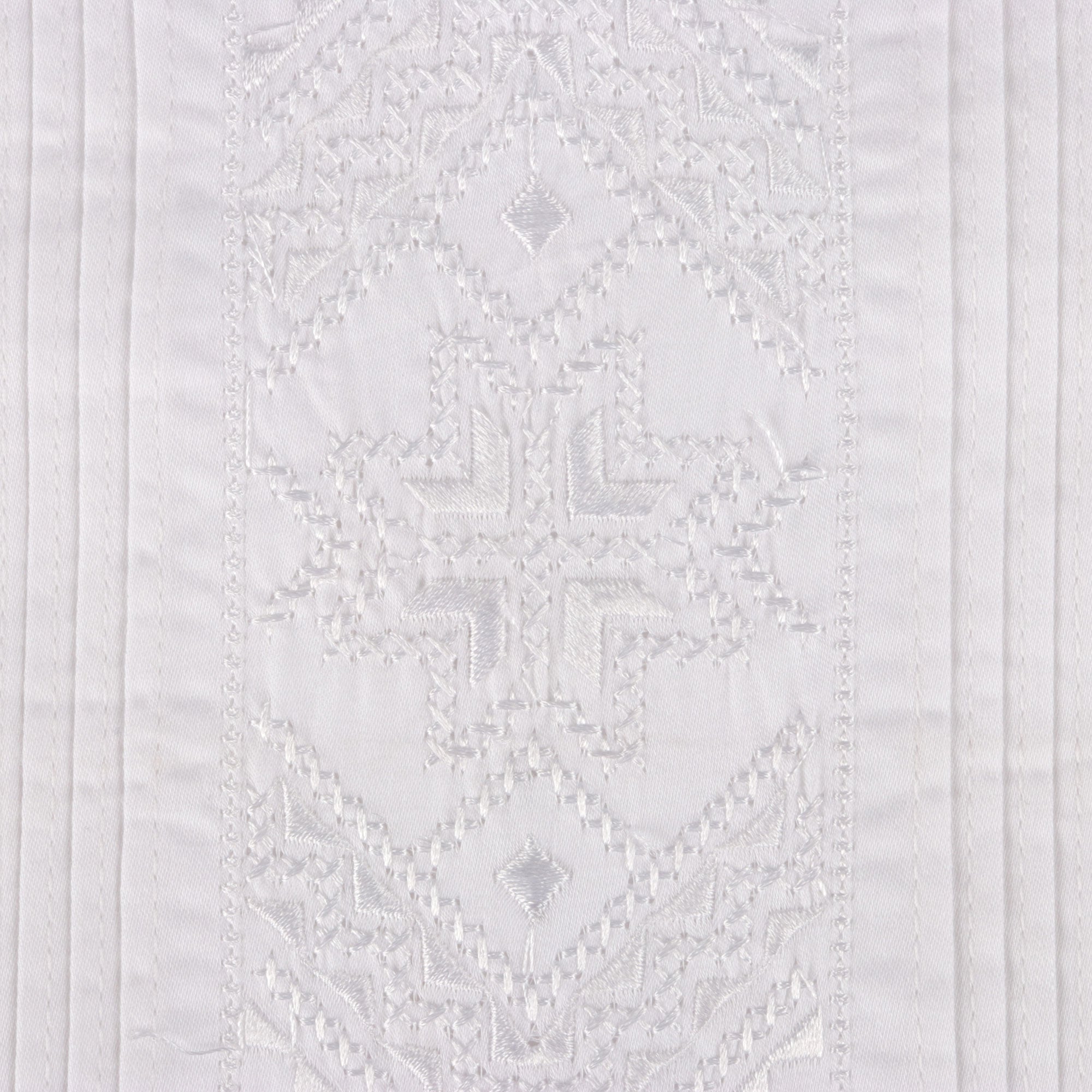 White Long Sleeve Cotton Sateen Embroidered Multi-Pocket Men's Shirt