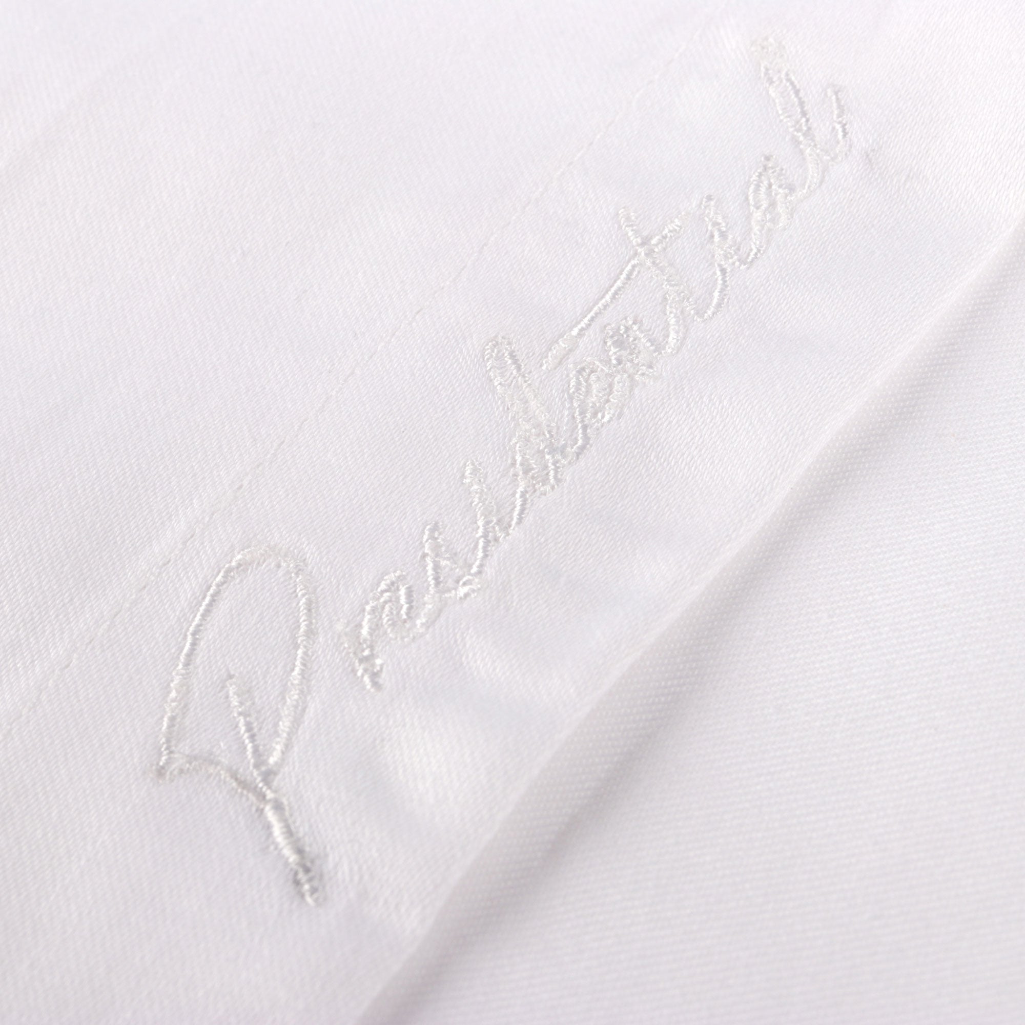 White Long Sleeve Cotton Sateen Embroidered Multi-Pocket Men's Shirt