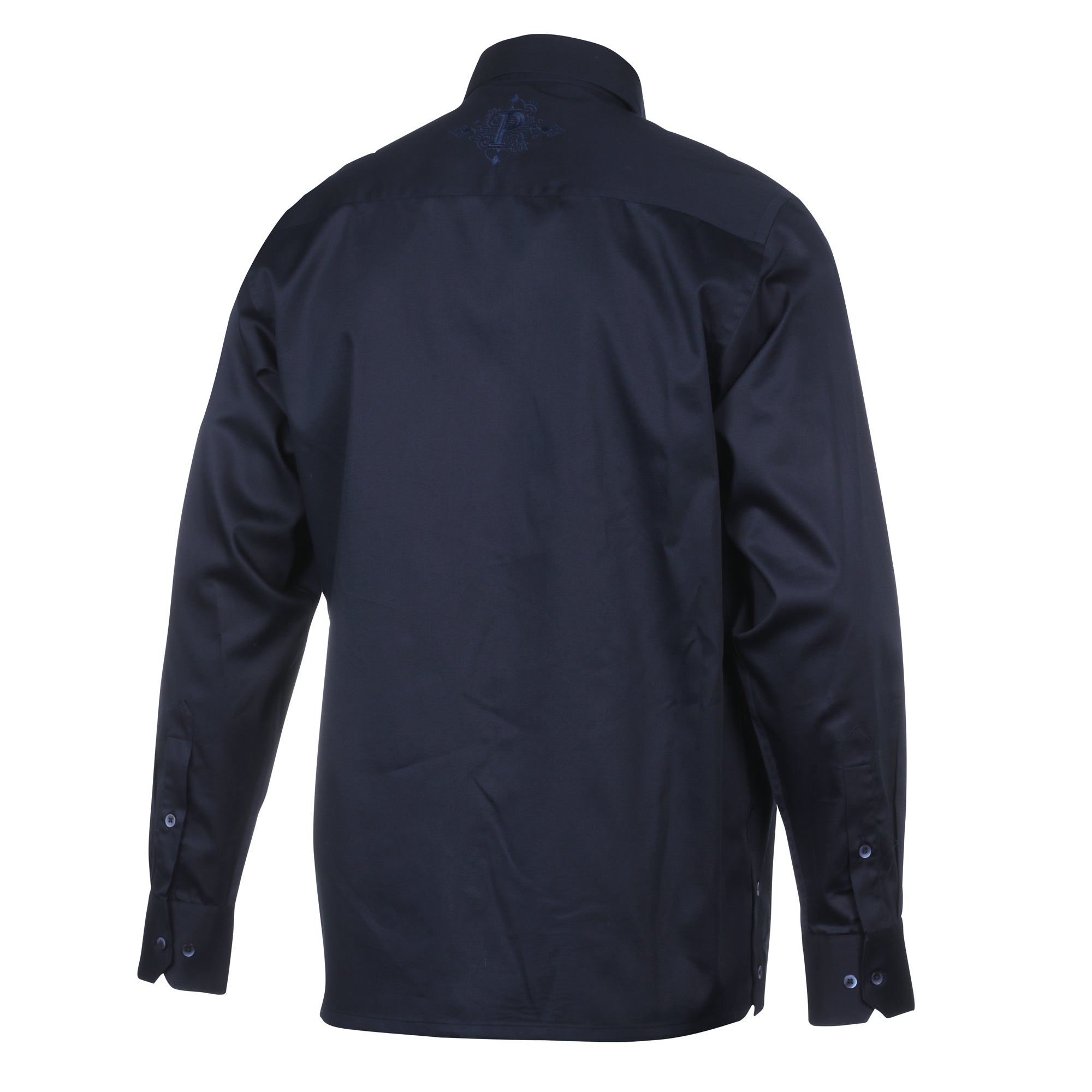 Navy/Light Navy Long Sleeve Cotton Sateen Embroidered Multi-Pocket Men's Shirt